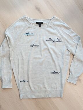 J. Crew Shark Merino Wool Gray Blue Sweater XXS